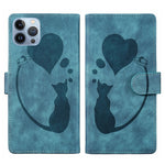 Stift Herz Katze Geprägte Leder-Handyhülle, Für iPhone 13 mini, Für iPhone 12, Für iPhone 12 Pro Max, Für iPhone 12 Pro, Für iPhone 12 mini, Für iPhone 11 Pro Max, Für iPhone 11, Für iPhone 11 Pro