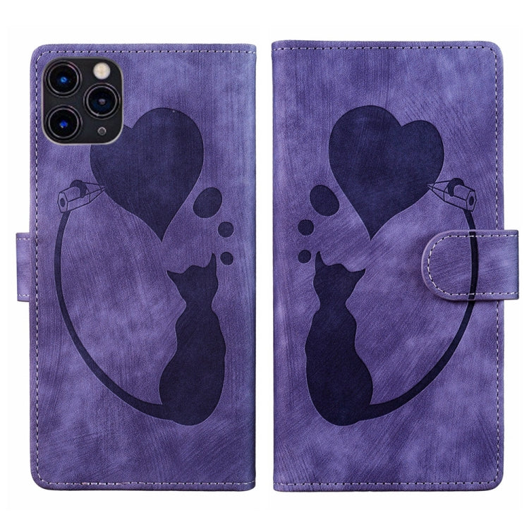 Stift Herz Katze Geprägte Leder-Handyhülle, Für iPhone 13 mini, Für iPhone 12, Für iPhone 12 Pro Max, Für iPhone 12 Pro, Für iPhone 12 mini, Für iPhone 11 Pro Max, Für iPhone 11, Für iPhone 11 Pro