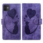 Stift Herz Katze Geprägte Leder-Handyhülle, Für iPhone 13 mini, Für iPhone 12, Für iPhone 12 Pro Max, Für iPhone 12 Pro, Für iPhone 12 mini, Für iPhone 11 Pro Max, Für iPhone 11, Für iPhone 11 Pro
