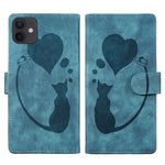 Stift Herz Katze Geprägte Leder-Handyhülle, Für iPhone 13 mini, Für iPhone 12, Für iPhone 12 Pro Max, Für iPhone 12 Pro, Für iPhone 12 mini, Für iPhone 11 Pro Max, Für iPhone 11, Für iPhone 11 Pro