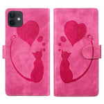 Stift Herz Katze Geprägte Leder-Handyhülle, Für iPhone 13 mini, Für iPhone 12, Für iPhone 12 Pro Max, Für iPhone 12 Pro, Für iPhone 12 mini, Für iPhone 11 Pro Max, Für iPhone 11, Für iPhone 11 Pro