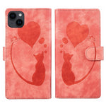 Stift Herz Katze Geprägte Leder-Handyhülle, Für iPhone 13 mini, Für iPhone 12, Für iPhone 12 Pro Max, Für iPhone 12 Pro, Für iPhone 12 mini, Für iPhone 11 Pro Max, Für iPhone 11, Für iPhone 11 Pro