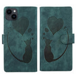 Stift Herz Katze Geprägte Leder-Handyhülle, Für iPhone 13 mini, Für iPhone 12, Für iPhone 12 Pro Max, Für iPhone 12 Pro, Für iPhone 12 mini, Für iPhone 11 Pro Max, Für iPhone 11, Für iPhone 11 Pro