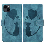 Stift Herz Katze Geprägte Leder-Handyhülle, Für iPhone 13 mini, Für iPhone 12, Für iPhone 12 Pro Max, Für iPhone 12 Pro, Für iPhone 12 mini, Für iPhone 11 Pro Max, Für iPhone 11, Für iPhone 11 Pro