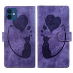 Stift Herz Katze Geprägte Leder-Handyhülle, Für iPhone 13 mini, Für iPhone 12, Für iPhone 12 Pro Max, Für iPhone 12 Pro, Für iPhone 12 mini, Für iPhone 11 Pro Max, Für iPhone 11, Für iPhone 11 Pro