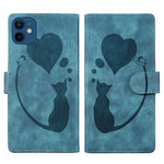 Stift Herz Katze Geprägte Leder-Handyhülle, Für iPhone 13 mini, Für iPhone 12, Für iPhone 12 Pro Max, Für iPhone 12 Pro, Für iPhone 12 mini, Für iPhone 11 Pro Max, Für iPhone 11, Für iPhone 11 Pro