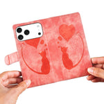 Stiftetui mit Herz-Katzenprägung aus Leder, für iPhone 17 Pro Max, für iPhone 17 Pro, für iPhone 17, für iPhone Air, für iPhone 15 Pro Max, für iPhone 15 Pro, für iPhone 15 Plus, für iPhone 15