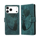 Stiftetui mit Herz-Katzenprägung aus Leder, für iPhone 17 Pro Max, für iPhone 17 Pro, für iPhone 17, für iPhone Air, für iPhone 15 Pro Max, für iPhone 15 Pro, für iPhone 15 Plus, für iPhone 15