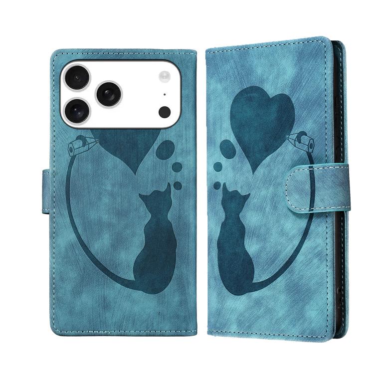 Stiftetui mit Herz-Katzenprägung aus Leder, für iPhone 17 Pro Max, für iPhone 17 Pro, für iPhone 17, für iPhone Air, für iPhone 15 Pro Max, für iPhone 15 Pro, für iPhone 15 Plus, für iPhone 15