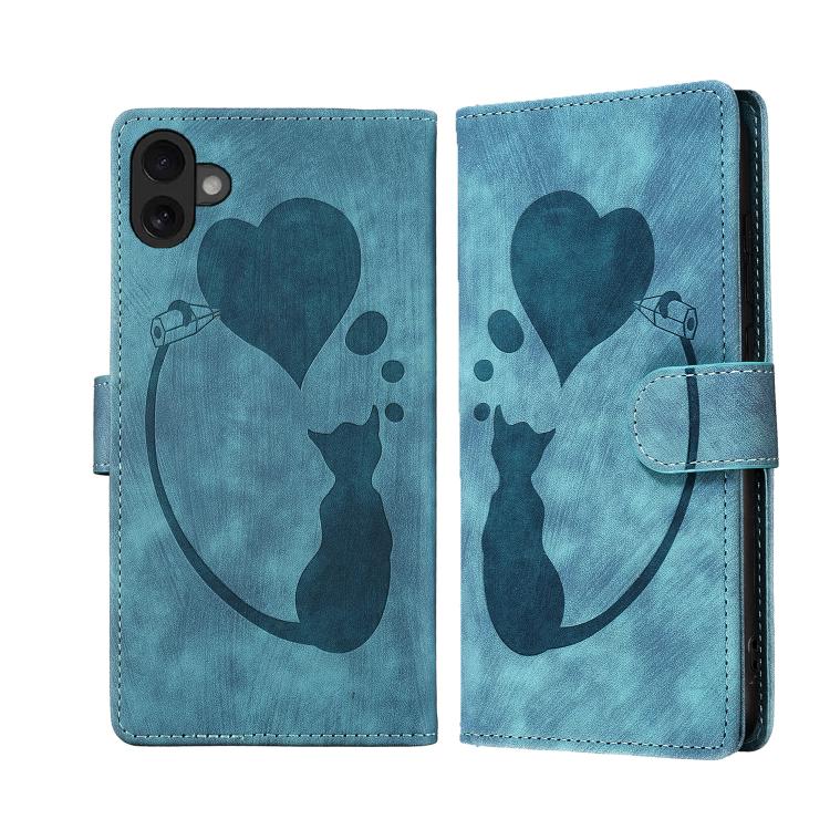 Stiftetui mit Herz-Katzenprägung aus Leder, für iPhone 17 Pro Max, für iPhone 17 Pro, für iPhone 17, für iPhone Air, für iPhone 15 Pro Max, für iPhone 15 Pro, für iPhone 15 Plus, für iPhone 15