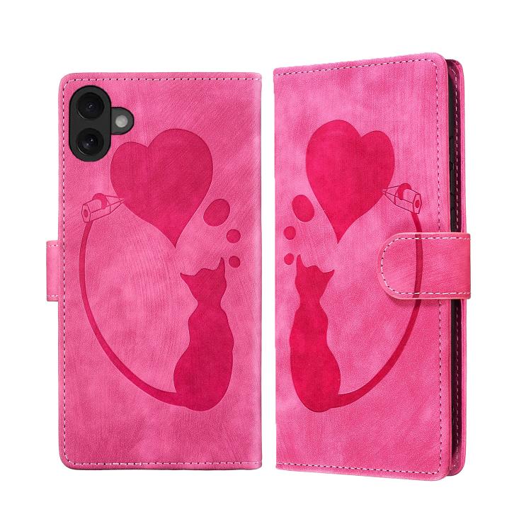Stiftetui mit Herz-Katzenprägung aus Leder, für iPhone 17 Pro Max, für iPhone 17 Pro, für iPhone 17, für iPhone Air, für iPhone 15 Pro Max, für iPhone 15 Pro, für iPhone 15 Plus, für iPhone 15