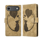 Stiftetui mit Herz-Katzenprägung aus Leder, für iPhone 17 Pro Max, für iPhone 17 Pro, für iPhone 17, für iPhone Air, für iPhone 15 Pro Max, für iPhone 15 Pro, für iPhone 15 Plus, für iPhone 15