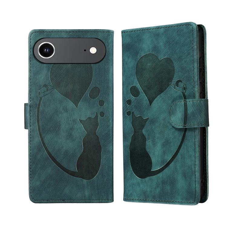 Stiftetui mit Herz-Katzenprägung aus Leder, für iPhone 17 Pro Max, für iPhone 17 Pro, für iPhone 17, für iPhone Air, für iPhone 15 Pro Max, für iPhone 15 Pro, für iPhone 15 Plus, für iPhone 15