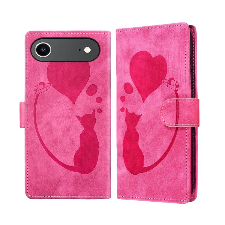 Stiftetui mit Herz-Katzenprägung aus Leder, für iPhone 17 Pro Max, für iPhone 17 Pro, für iPhone 17, für iPhone Air, für iPhone 15 Pro Max, für iPhone 15 Pro, für iPhone 15 Plus, für iPhone 15