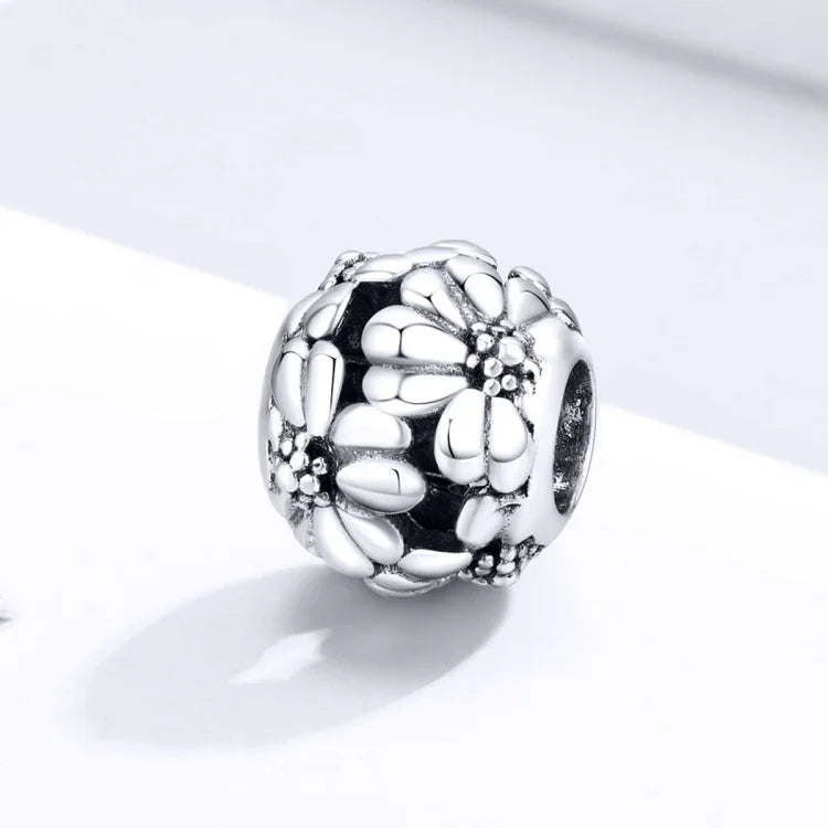 S925 Sterling Silber Einfaches Gänseblümchenperlen DIY Armband Halskette Accessoires