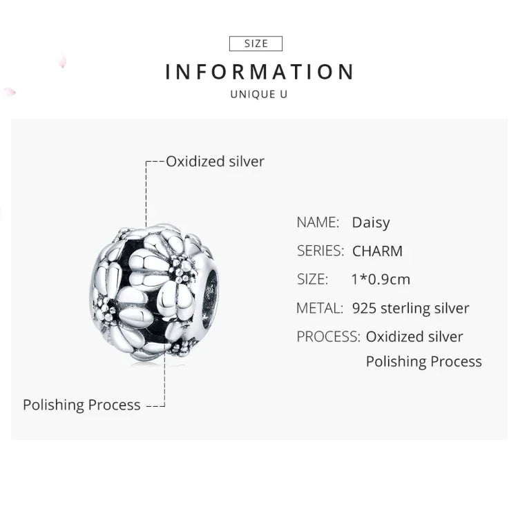 S925 Sterling Silber Einfaches Gänseblümchenperlen DIY Armband Halskette Accessoires