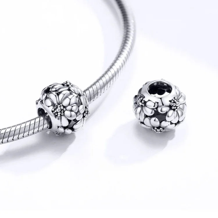 S925 Sterling Silber Einfaches Gänseblümchenperlen DIY Armband Halskette Accessoires