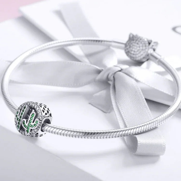 Anhänger aus 925er Sterlingsilber mit Vigor-Kaktusperlen zum Selbermachen von Armbändern und Halsketten