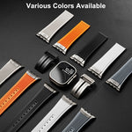 Vertical Texture Titanium Buckle Elastic Silicone Watch Band, For Apple Watch Series 10 46mm, For Apple Watch Series 10 42mm, For Apple Watch SE 2023 44mm, For Apple Watch Ultra 2 49mm, For Apple Watch Series 9 45mm, For Apple Watch Ultra 49mm         ...