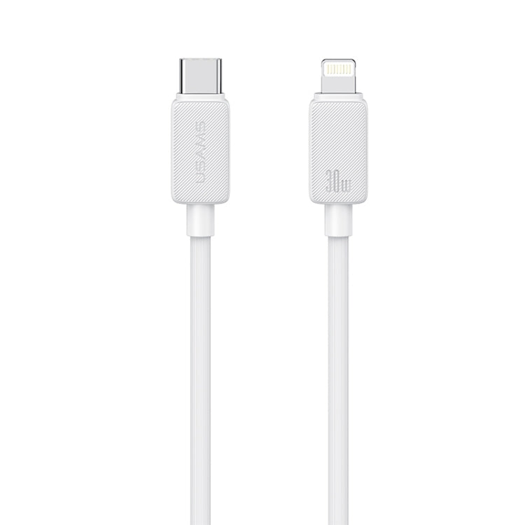 USAMS US-SJ697 USB-C / Type-C auf 8 Pin 30W gestreiftes Schnelllade-Datenkabel, 1m, 2m, 3m