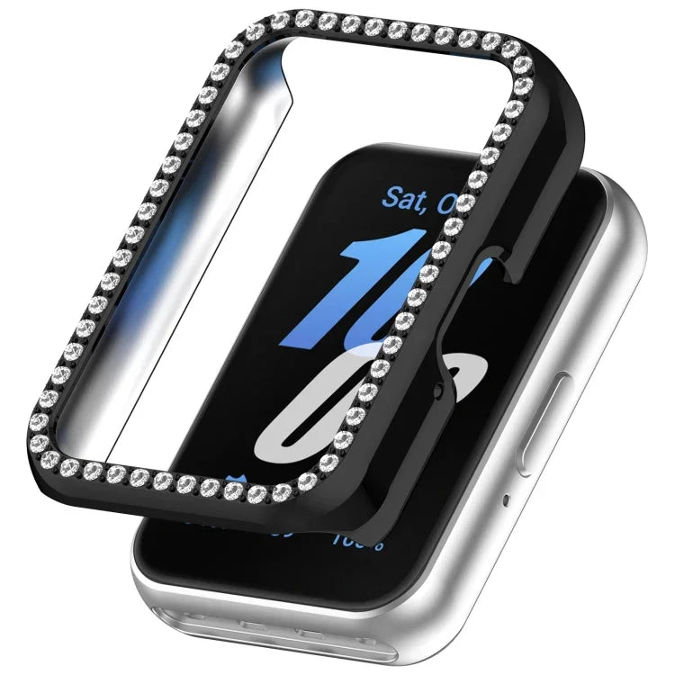 Diamantfarbene, halbverpackte, hohle PC-Uhrenschutzhülle für Samsung Galaxy Fit 3