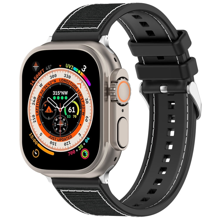 Hybrid-Uhrenarmband aus Nylongeflecht und Silikon mit Dornschließe, passend für Apple Watch 42 mm und 38 mm