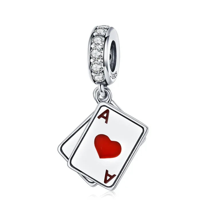 S925 Sterling Silber Roter Herzanhänger DIY Armband Halskette Zubehör