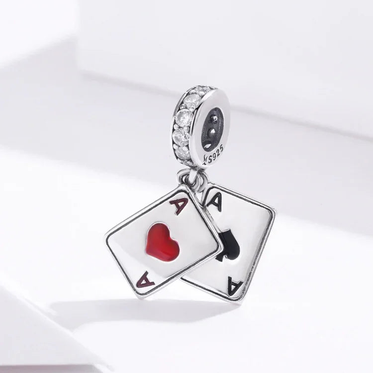 S925 Sterling Silber Roter Herzanhänger DIY Armband Halskette Zubehör