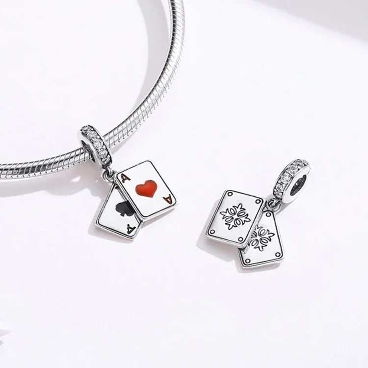 S925 Sterling Silber Roter Herzanhänger DIY Armband Halskette Zubehör