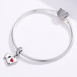 S925 Sterling Silber Roter Herzanhänger DIY Armband Halskette Zubehör
