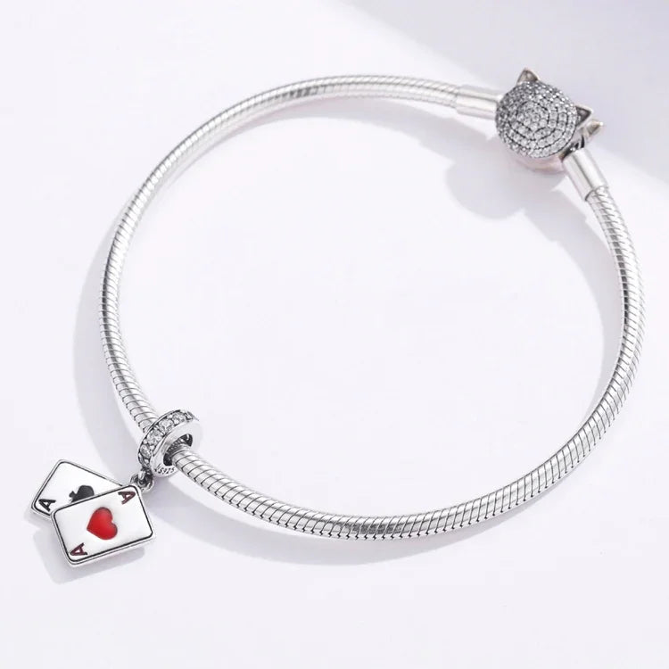 S925 Sterling Silber Roter Herzanhänger DIY Armband Halskette Zubehör