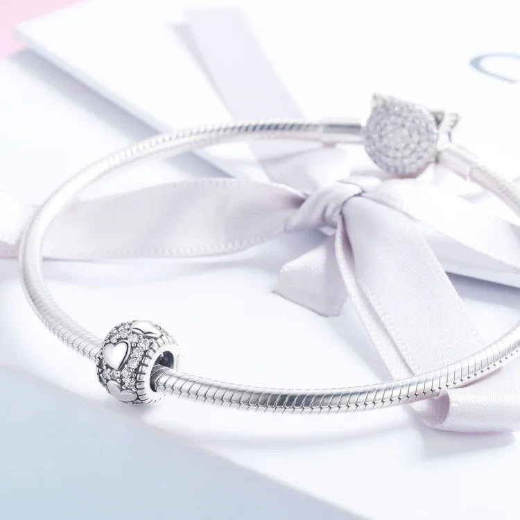 S925 Sterling Silber Shine My Heart Perlen DIY Armband Halskette Zubehör