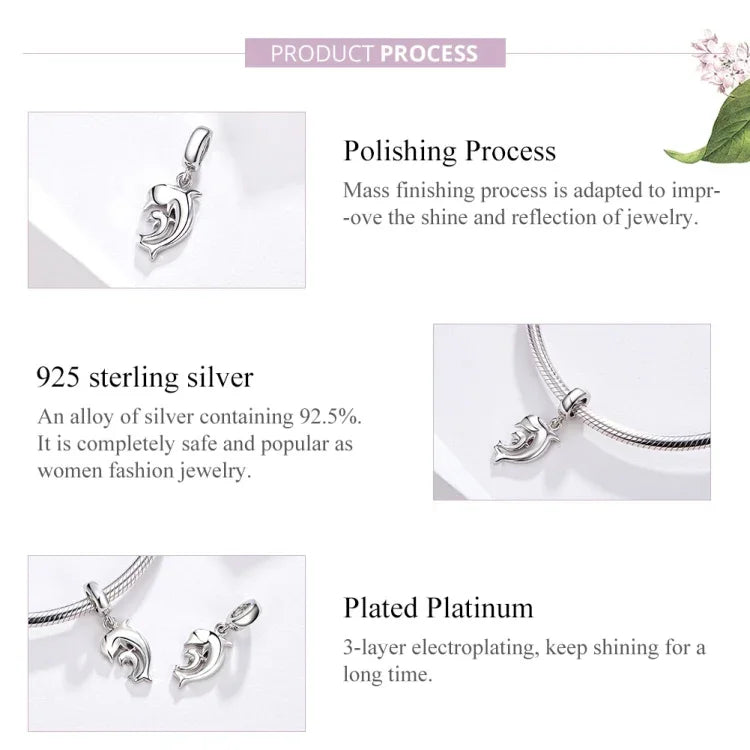 S925 Sterling Silber Delfin-Anhänger DIY Armband Halskette Zubehör