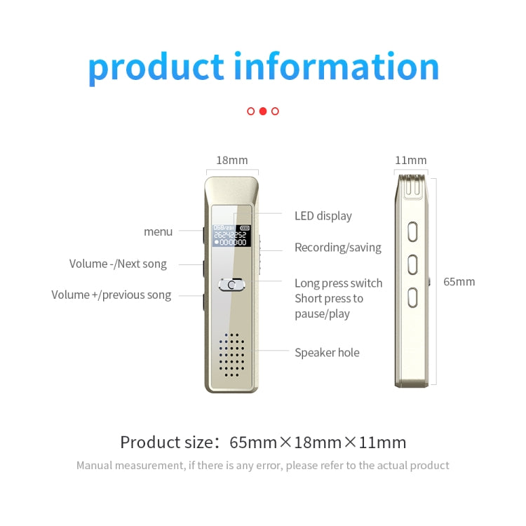 JNN Q7 Mini Tragbarer Sprachrekorder mit OLED-Bildschirm, 4GB, 8GB, 16GB, 32GB