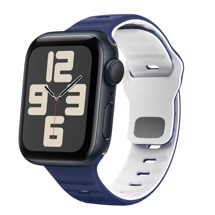 Wellenstruktur Silikon-Uhrenarmband mit umgekehrter Schnalle, für Apple Watch Series 10 46mm, für Apple Watch Series 10 42mm, für Apple Watch SE 2023 44mm, für Apple Watch SE 2023 40mm