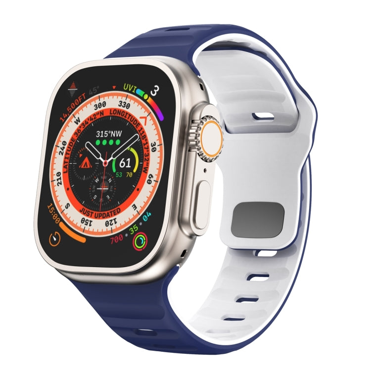 Wellenstruktur Silikon-Uhrenarmband mit umgekehrter Schnalle, für Apple Watch Ultra 2 49mm, für Apple Watch Series 9 45mm, für Apple Watch Series 9 41mm, für Apple Watch Ultra 49mm