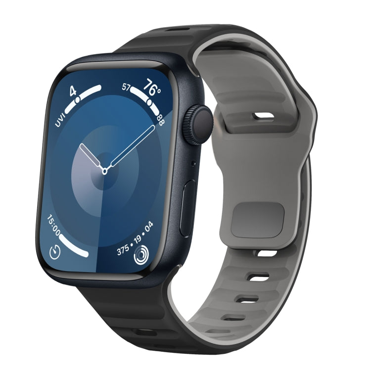 Wellenstruktur Silikon-Uhrenarmband mit umgekehrter Schnalle, für Apple Watch Ultra 2 49mm, für Apple Watch Series 9 45mm, für Apple Watch Series 9 41mm, für Apple Watch Ultra 49mm