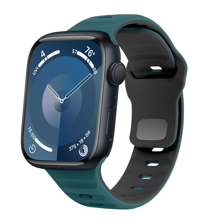 Wellenstruktur Silikon-Uhrenarmband mit umgekehrter Schnalle, für Apple Watch Ultra 2 49mm, für Apple Watch Series 9 45mm, für Apple Watch Series 9 41mm, für Apple Watch Ultra 49mm