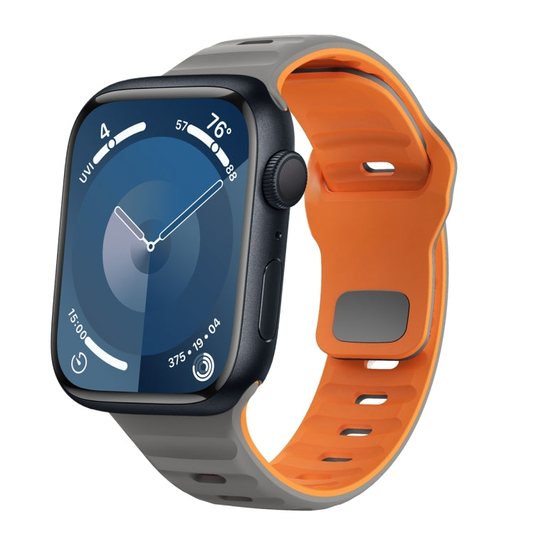 Wellenstruktur Silikon-Uhrenarmband mit umgekehrter Schnalle, für Apple Watch Ultra 2 49mm, für Apple Watch Series 9 45mm, für Apple Watch Series 9 41mm, für Apple Watch Ultra 49mm