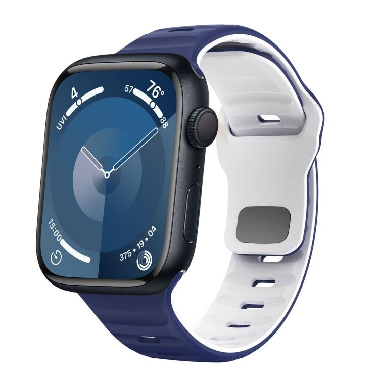 Wellenstruktur Silikon-Uhrenarmband mit umgekehrter Schnalle, für Apple Watch Ultra 2 49mm, für Apple Watch Series 9 45mm, für Apple Watch Series 9 41mm, für Apple Watch Ultra 49mm