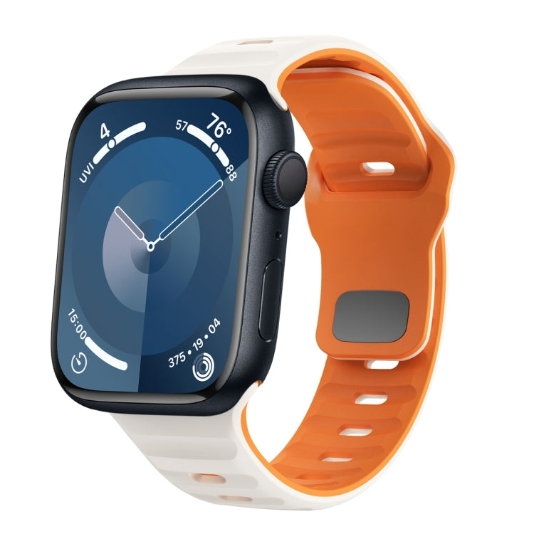 Wellenstruktur Silikon-Uhrenarmband mit umgekehrter Schnalle, für Apple Watch Ultra 2 49mm, für Apple Watch Series 9 45mm, für Apple Watch Series 9 41mm, für Apple Watch Ultra 49mm