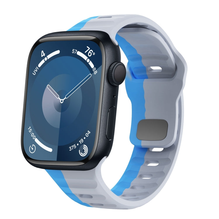 Wellenstruktur Silikon-Uhrenarmband mit umgekehrter Schnalle, für Apple Watch Ultra 2 49mm, für Apple Watch Series 9 45mm, für Apple Watch Series 9 41mm, für Apple Watch Ultra 49mm