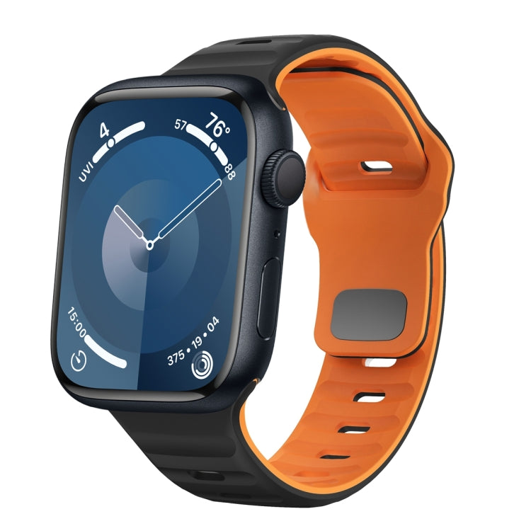 Wellenstruktur Silikon-Uhrenarmband mit umgekehrter Schnalle, für Apple Watch Ultra 2 49mm, für Apple Watch Series 9 45mm, für Apple Watch Series 9 41mm, für Apple Watch Ultra 49mm