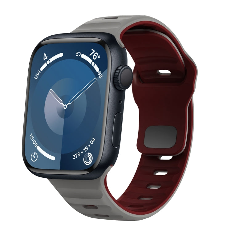 Wellenstruktur Silikon-Uhrenarmband mit umgekehrter Schnalle, für Apple Watch Ultra 2 49mm, für Apple Watch Series 9 45mm, für Apple Watch Series 9 41mm, für Apple Watch Ultra 49mm