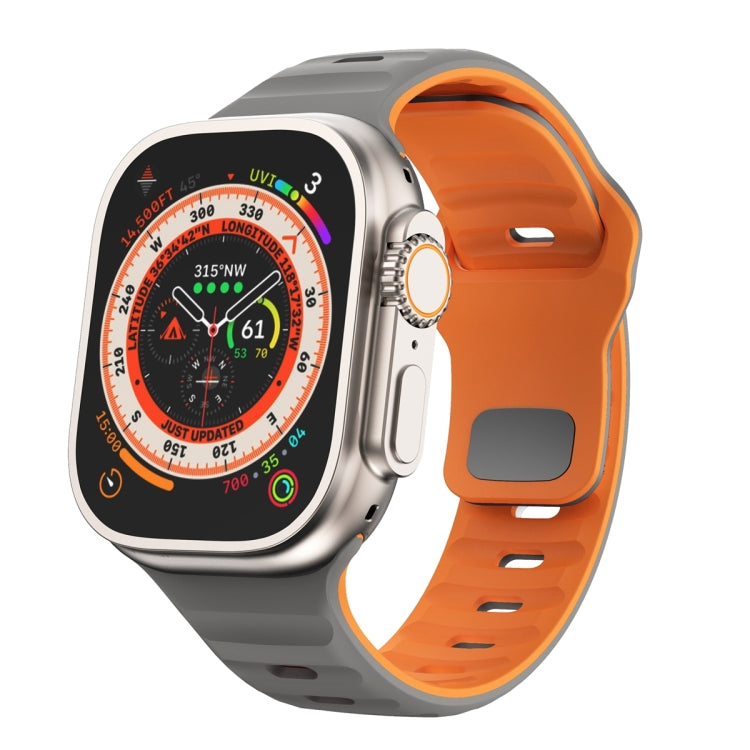 Wellenstruktur Silikon-Uhrenarmband mit umgekehrter Schnalle, für Apple Watch Ultra 2 49mm, für Apple Watch Series 9 45mm, für Apple Watch Series 9 41mm, für Apple Watch Ultra 49mm