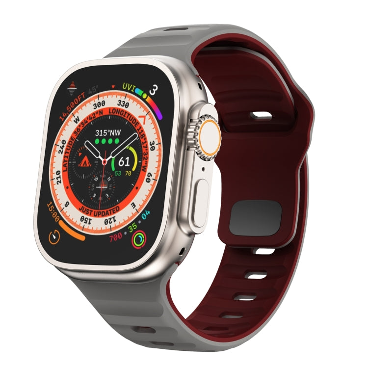 Wellenstruktur Silikon-Uhrenarmband mit umgekehrter Schnalle, für Apple Watch Ultra 2 49mm, für Apple Watch Series 9 45mm, für Apple Watch Series 9 41mm, für Apple Watch Ultra 49mm