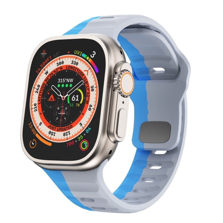 Wellenstruktur Silikon-Uhrenarmband mit umgekehrter Schnalle, für Apple Watch Ultra 2 49mm, für Apple Watch Series 9 45mm, für Apple Watch Series 9 41mm, für Apple Watch Ultra 49mm