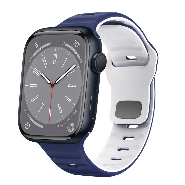 Wellenstruktur Silikon-Uhrenarmband mit umgekehrter Schnalle, für Apple Watch Series 8 41mm, für Apple Watch Series 8 45mm, für Apple Watch SE 2022 40mm, für Apple Watch SE 2022 44mm