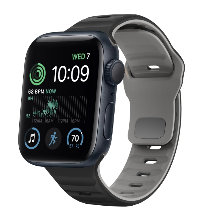 Wellenstruktur Silikon-Uhrenarmband mit umgekehrter Schnalle, für Apple Watch Series 8 41mm, für Apple Watch Series 8 45mm, für Apple Watch SE 2022 40mm, für Apple Watch SE 2022 44mm
