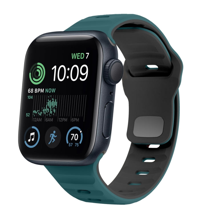 Wellenstruktur Silikon-Uhrenarmband mit umgekehrter Schnalle, für Apple Watch Series 7 41mm, für Apple Watch Series 7 45mm, für Apple Watch SE 40mm, für Apple Watch SE 44mm
